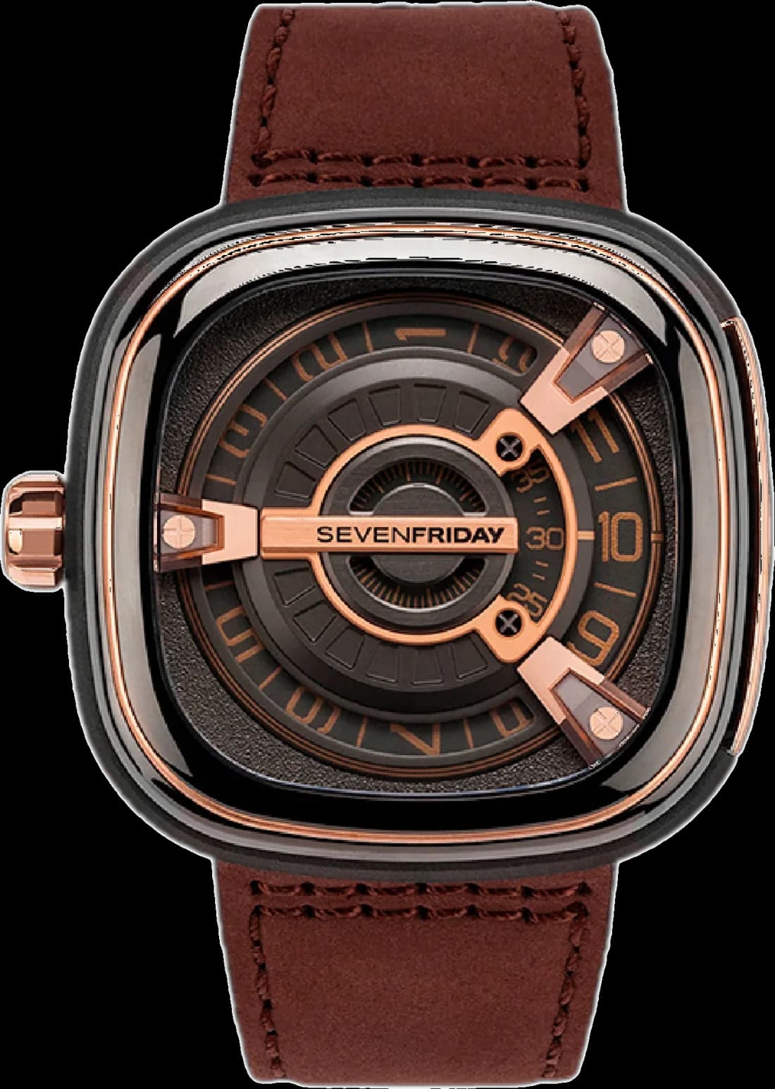 Sevenfriday M2/02 Automatic PVD Rose Gold Stainless Steel and Calf Leather Watch
