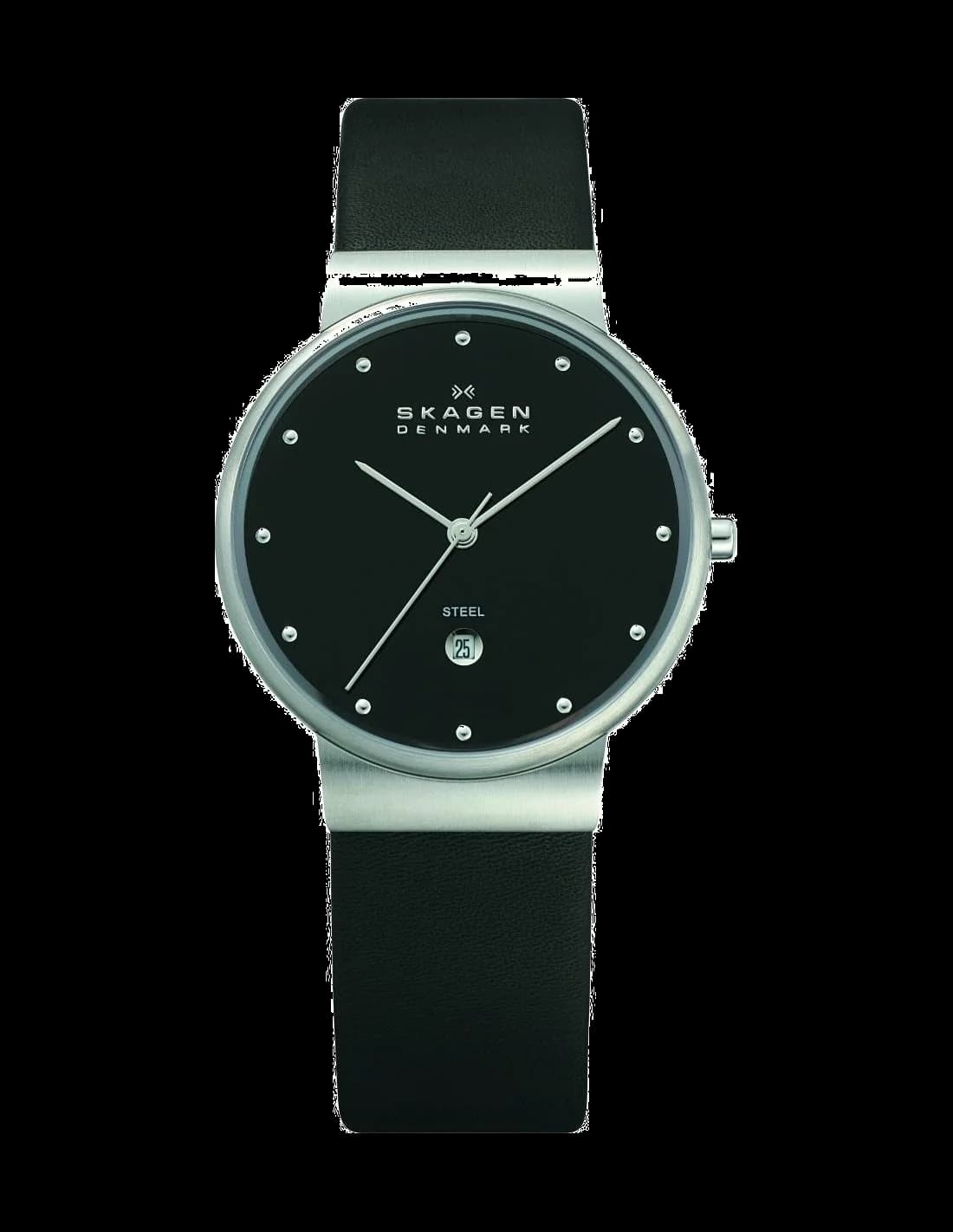 Montre Skagen 355LSLB Bracelet Cuir Noir SlimLine
