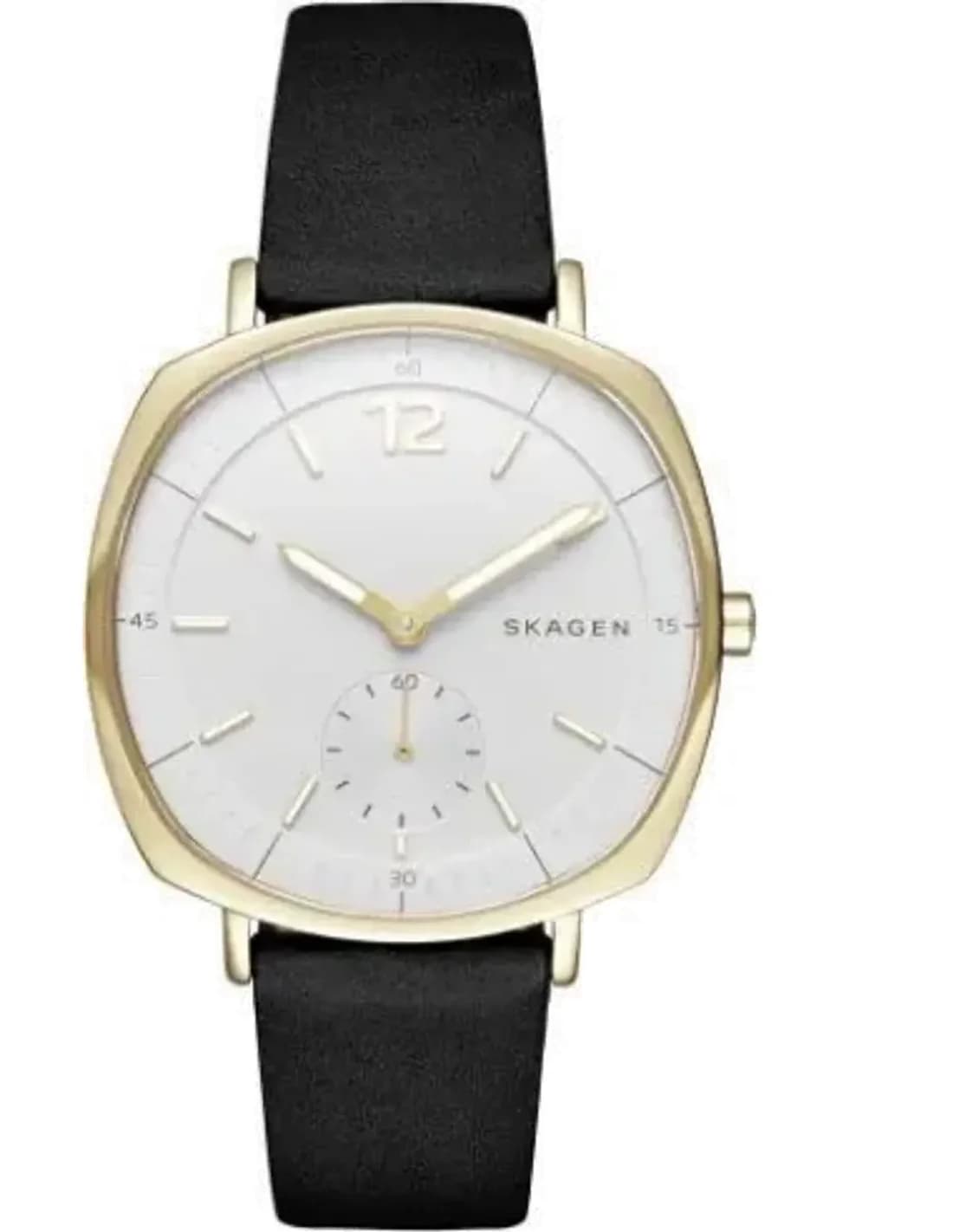 Skagen SKW2404 Cushion Dial Gold and Black Leather Watch