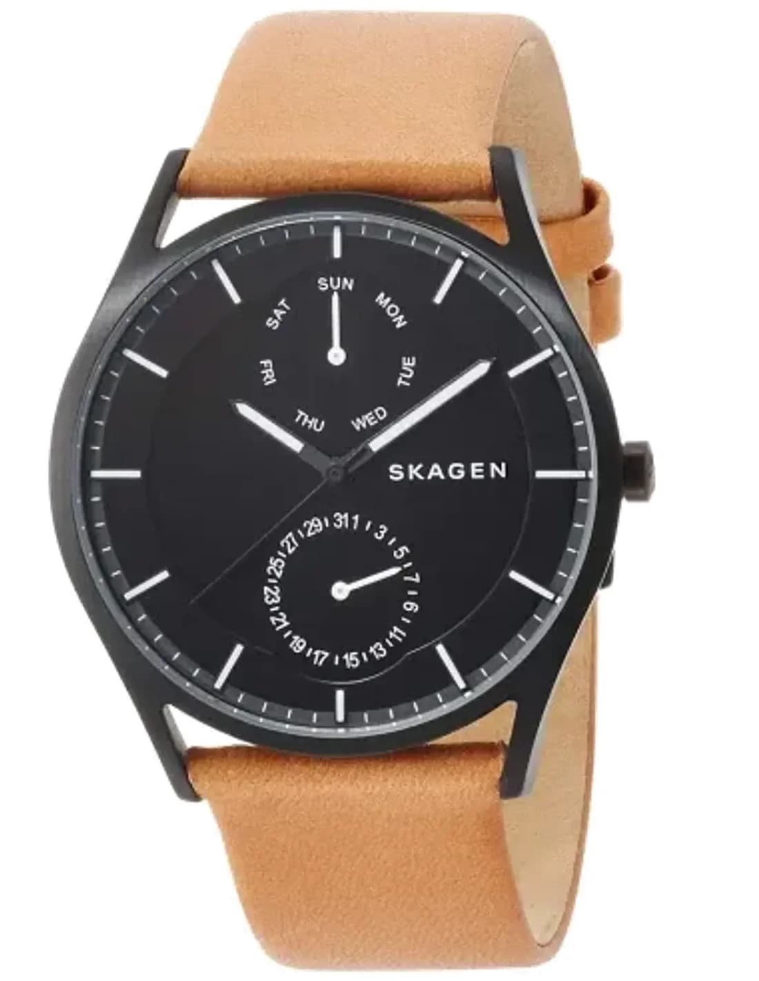 Skagen SKW6265 Watch Brown Leather Strap Steel Case
