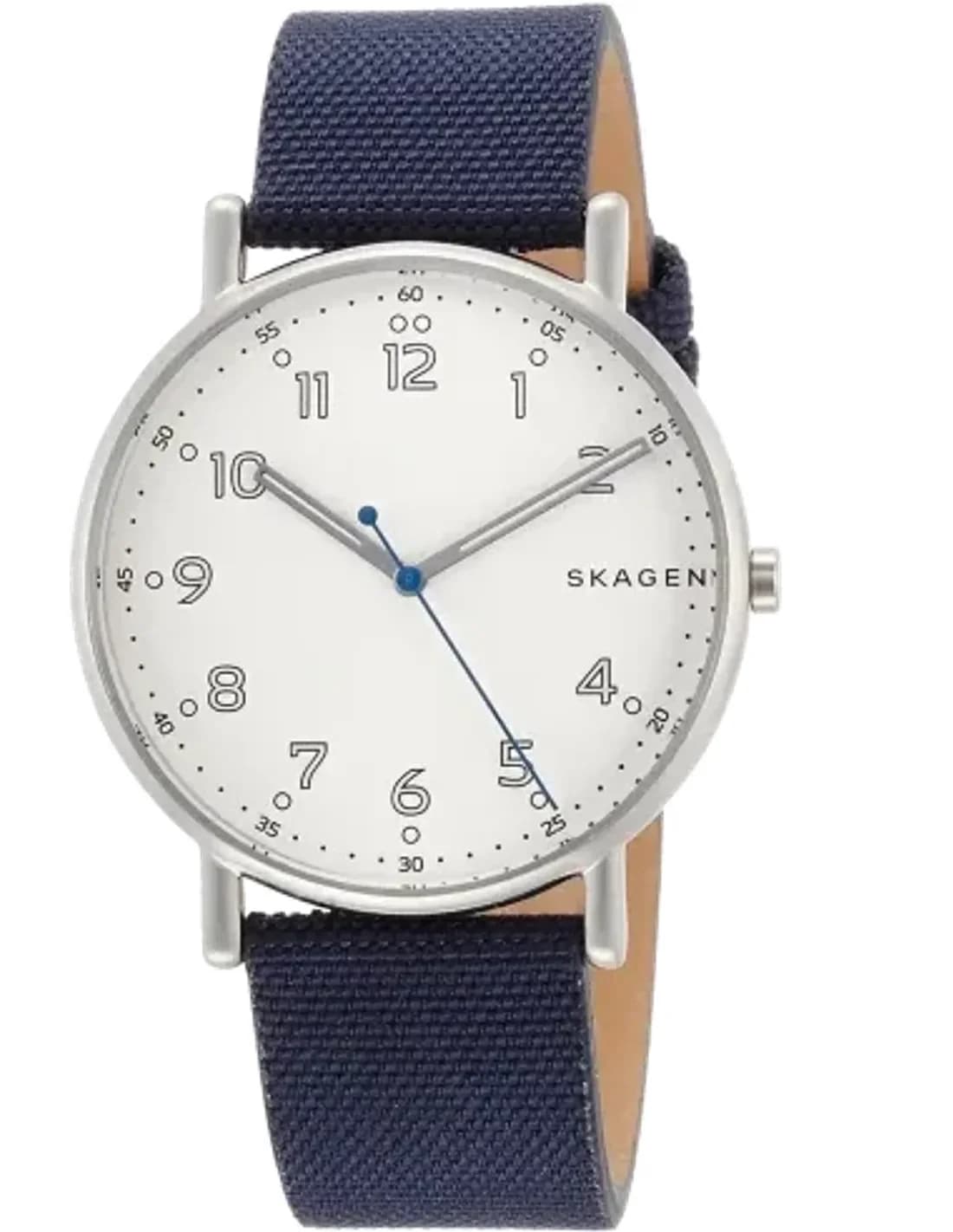 Montre Skagen SKW6356 Signatur au Cadran Bleu et Bracelet Cuir