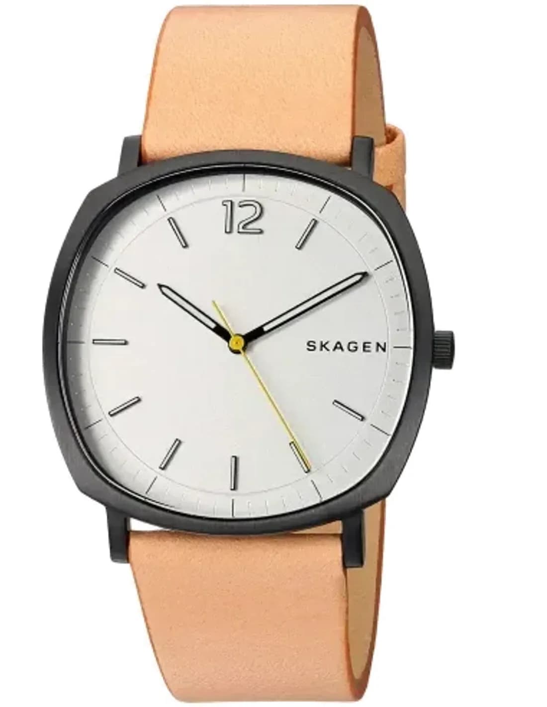 Skagen SKW6379 Watch with Cushion Case and Black Leather Strap