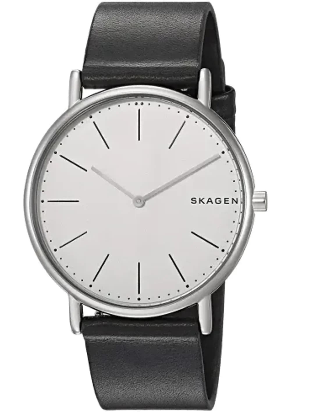 Montre Skagen SKW6419 Bracelet en Cuir Noir et Boîtier Ultra-Plat