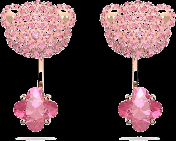Swarovski Teddy 5642982 Rose Crystal Bear Earrings