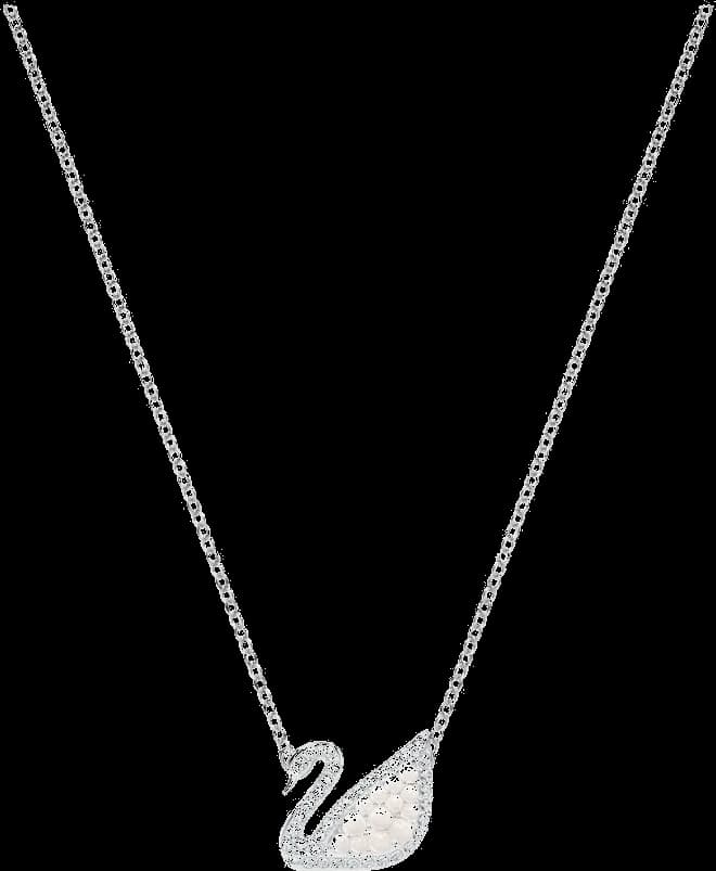Collier Swarovski Iconic Swan 5416605 plaqué rhodium perles et cristaux blancs