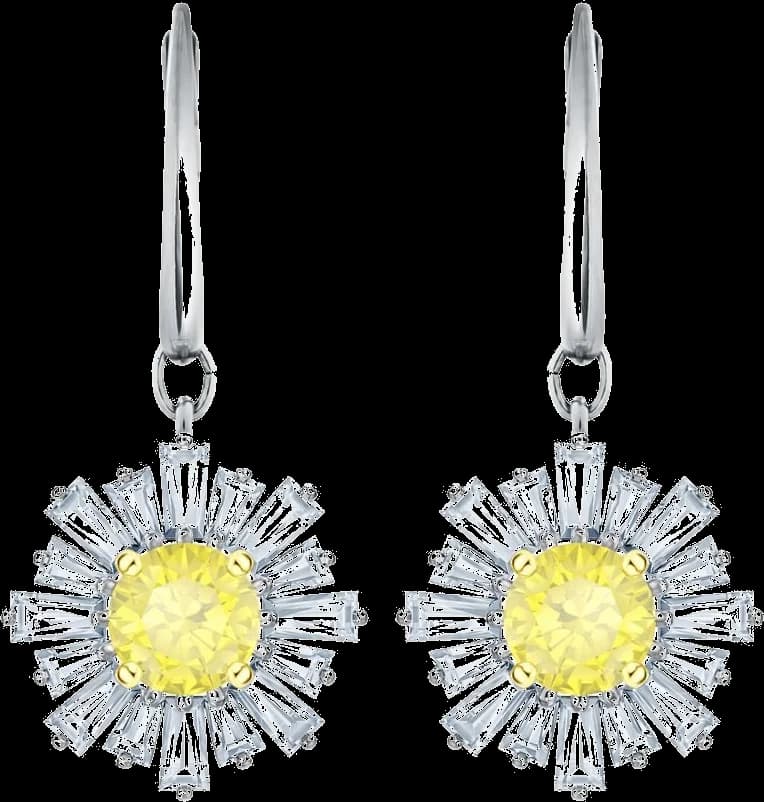 Swarovski Sunshine 5479914 Rhodium-Plated Crystal-Studded Earrings