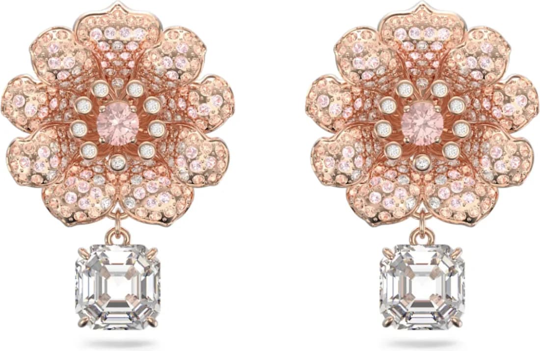 Boucles d'oreilles Swarovski Connexus 5615101 plaqué or rose incrustées de cristaux