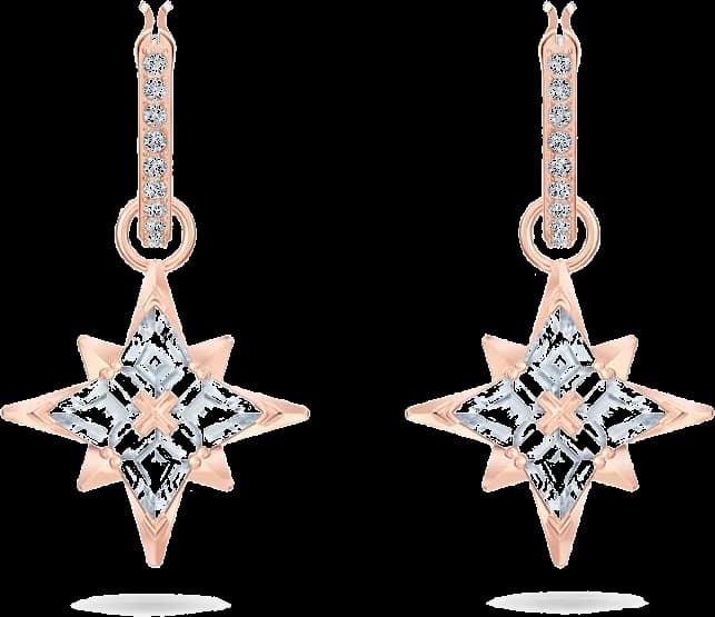 Boucles d'oreilles Swarovski Symbolic Star 5494337 plaqué or rose cristaux blancs