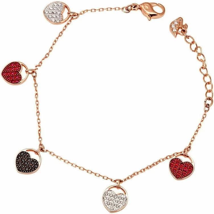 Bracelet Swarovski Ginger 5472444 plaqué or rose cœurs incrustés de cristaux