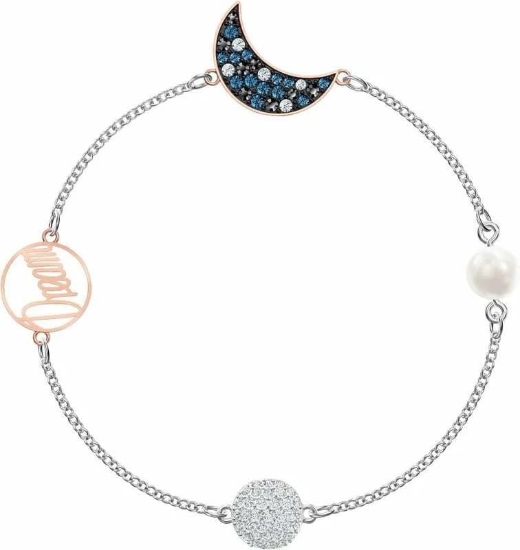Bracelet Swarovski Remix Moon 5490934 plaqué rhodium perle et cristaux multicolores