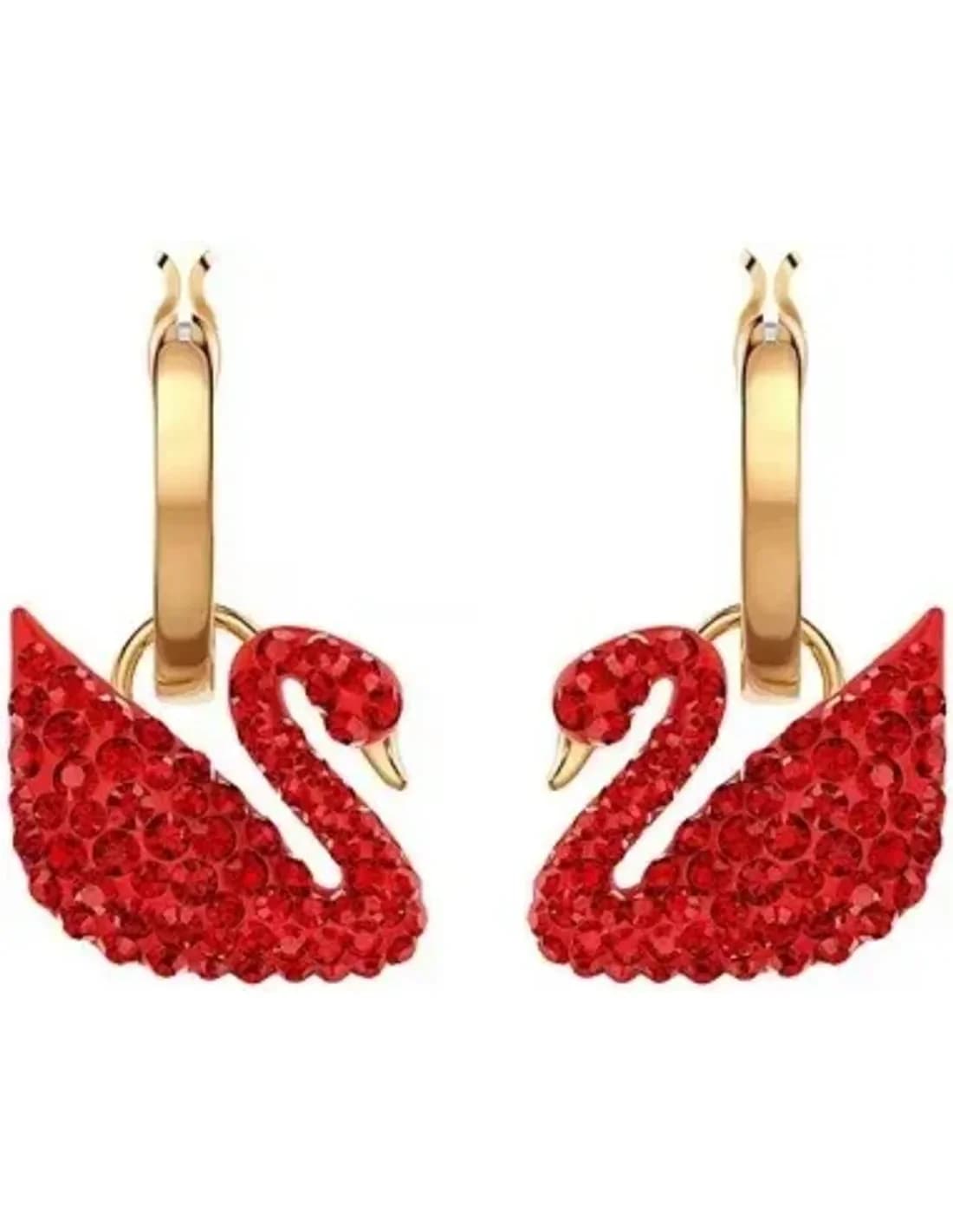 Swarovski Iconic Swan Lake Earrings 5512577 Red Crystal Micropave