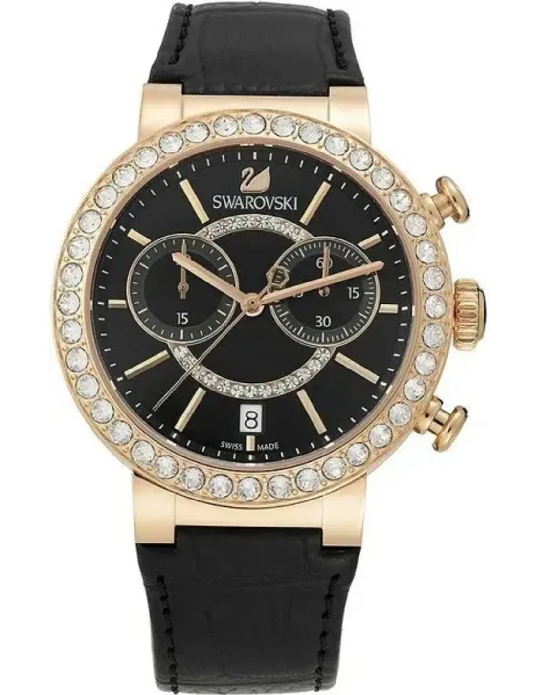 Swarovski Citra Sphere Chrono 5055209 Women's Watch Black Leather Strap