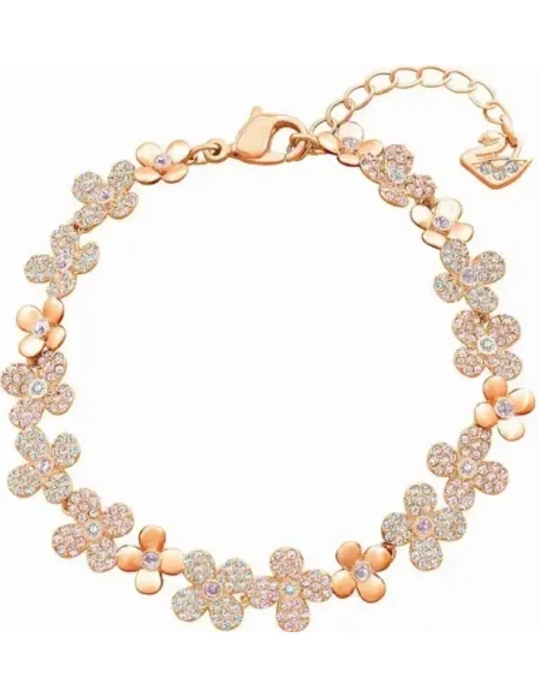 Bracelet Swarovski Elderflower 5253672 plaqué or rose incrusté de cristaux