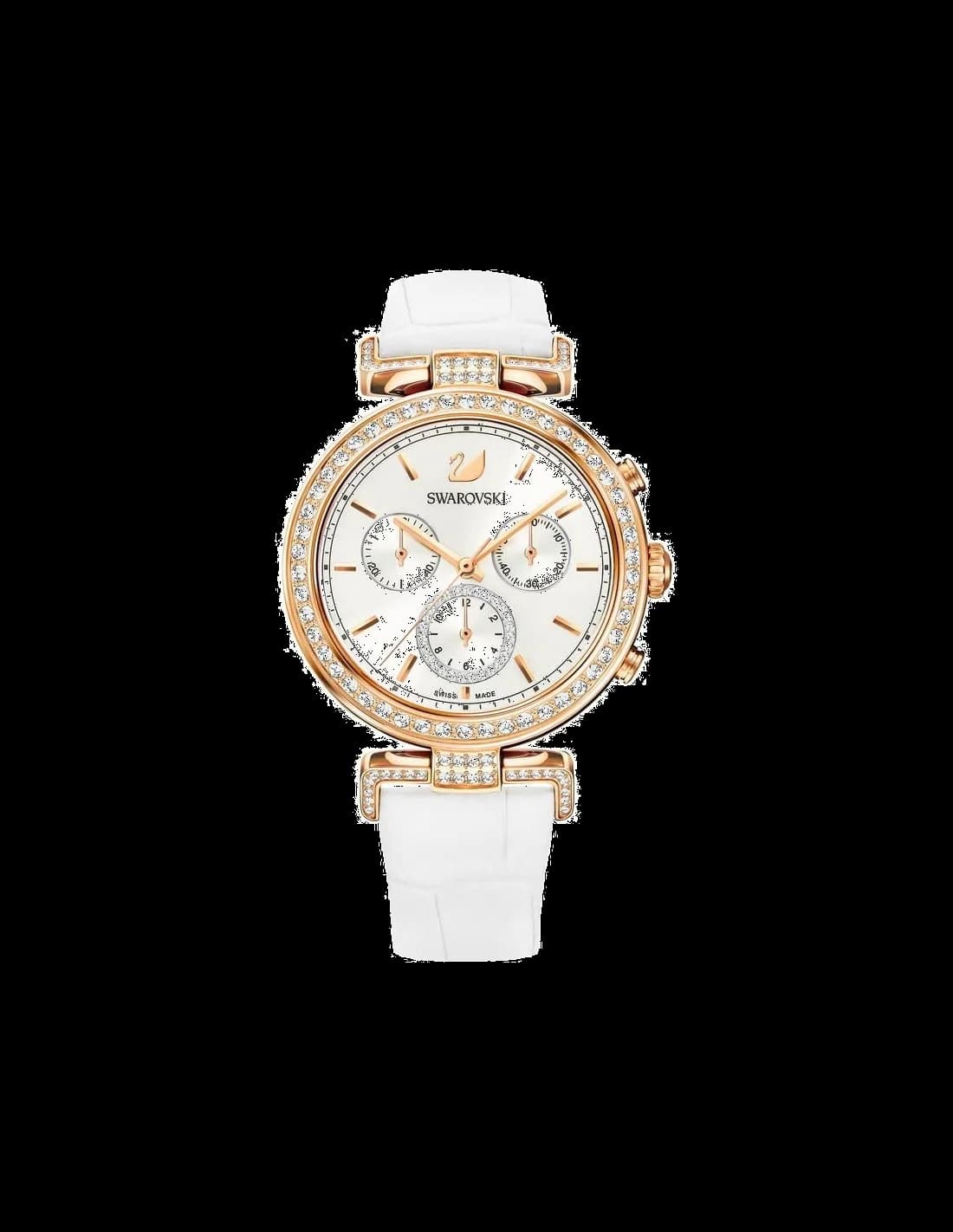 Montre Swarovski 5295369 Era Journey avec Bracelet en Cuir Blanc et Diamants
