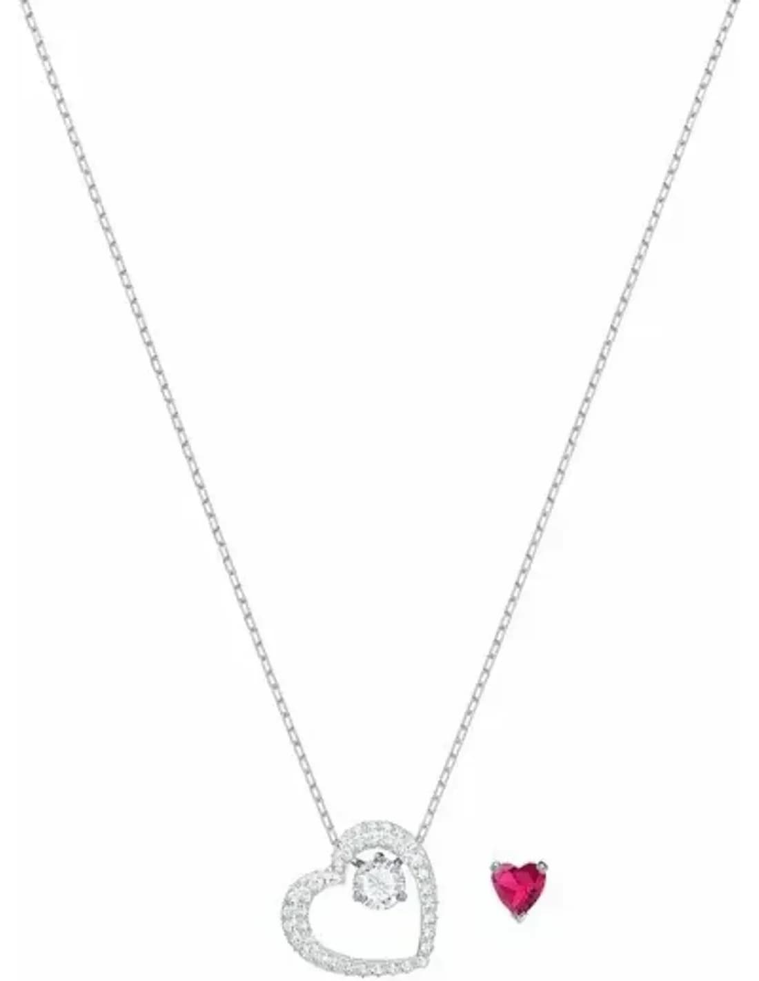 Collier Swarovski Love Heart 5365987 plaqué rhodium incrusté de cristaux