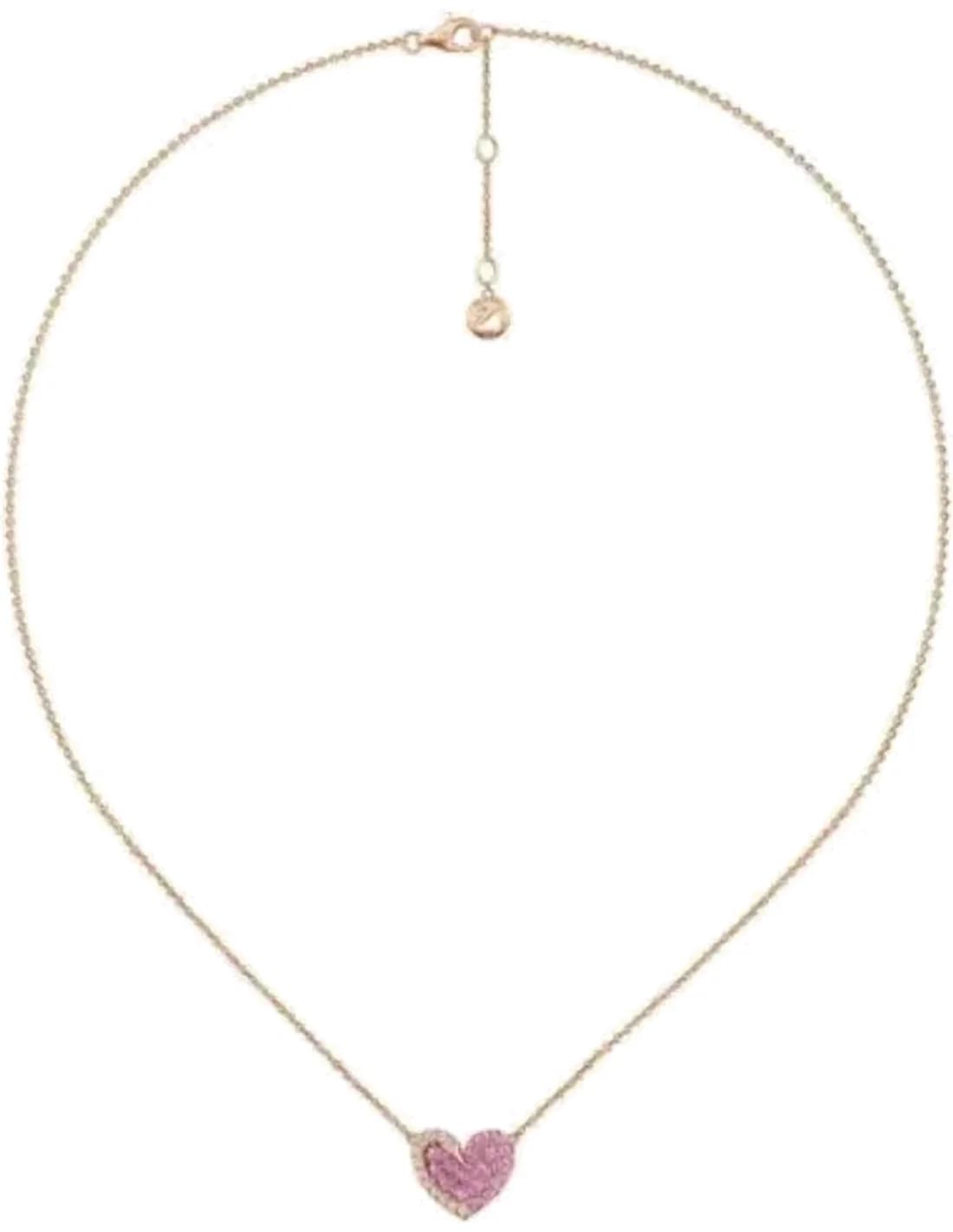 Collier Swarovski Swan Heart 5468486 en métal plaqué or rose coeur incrusté de cristaux