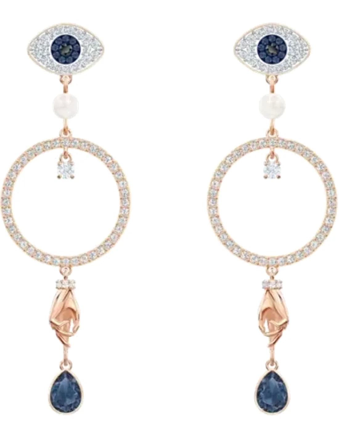 Boucles d'oreilles Swarovski Symbolic Evil Eye 5500642 plaqué or rose incrustées de cristaux