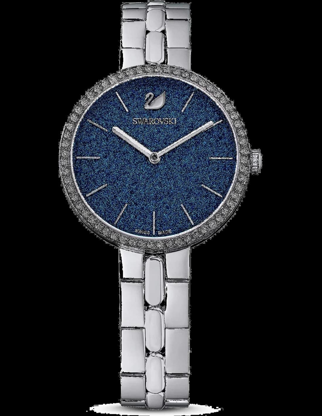 Swarovski 5517790 Watch with Blue Diamond Powder Dial and Polished Steel
