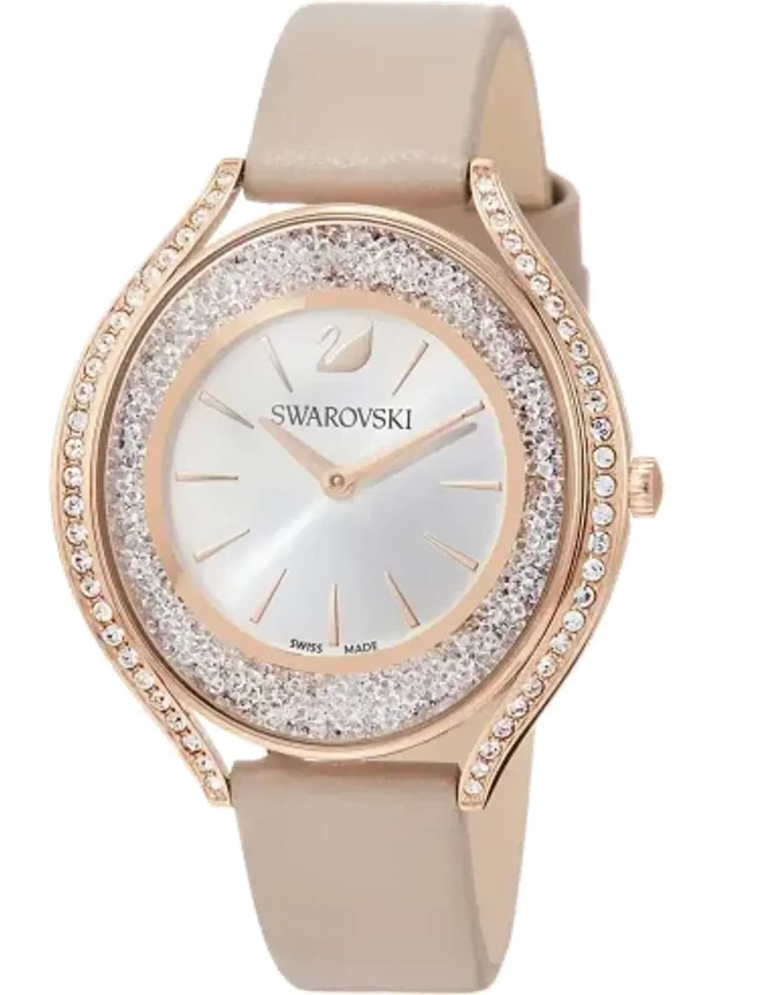 Swarovski 5519450 Crystalline Aura Beige Leather Strap Watch