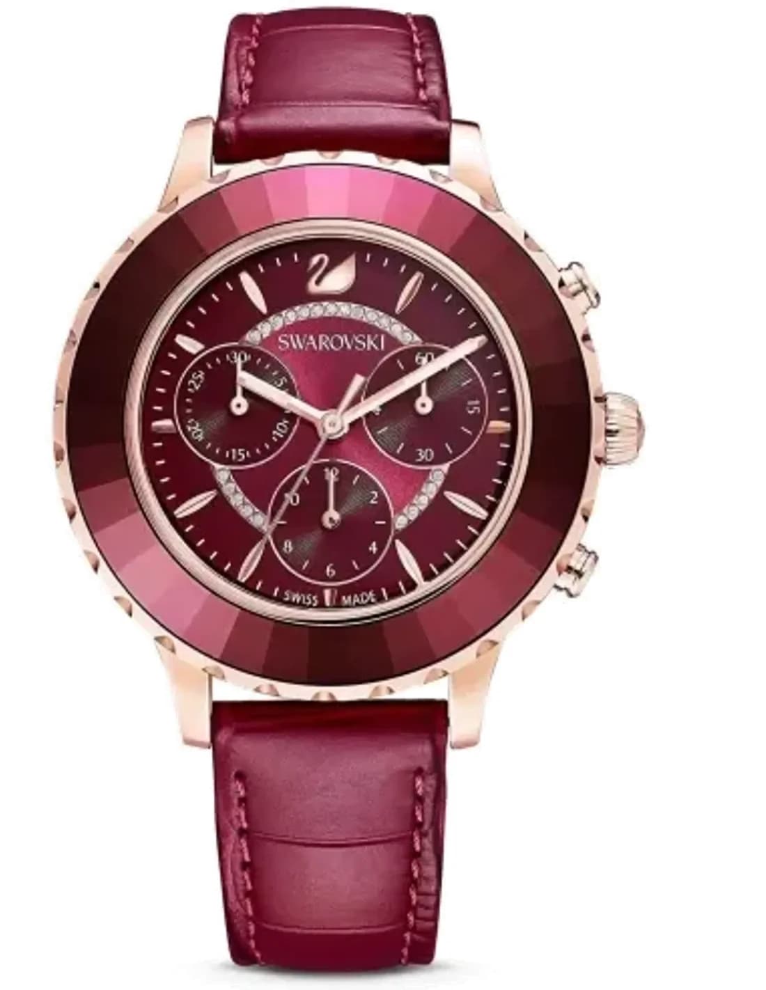 Montre Femme Swarovski 5547642 Octea Lux Chrono en Cuir Rouge