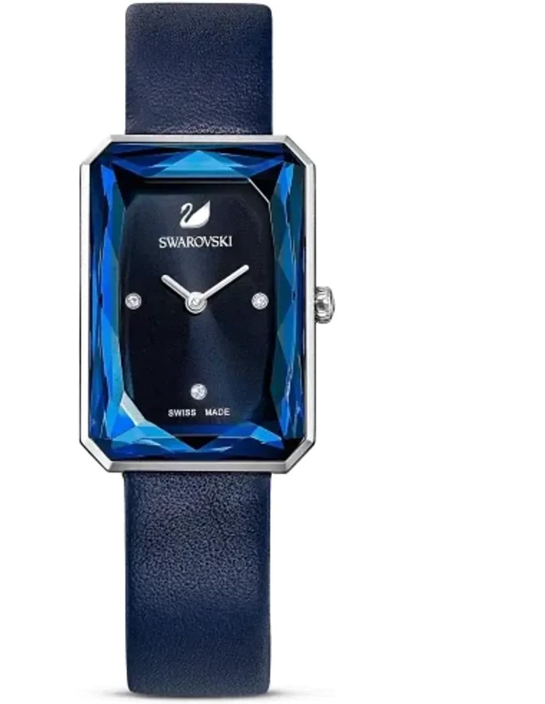 Swarovski 5547713 Uptown Rectangular Blue Leather Strap Watch