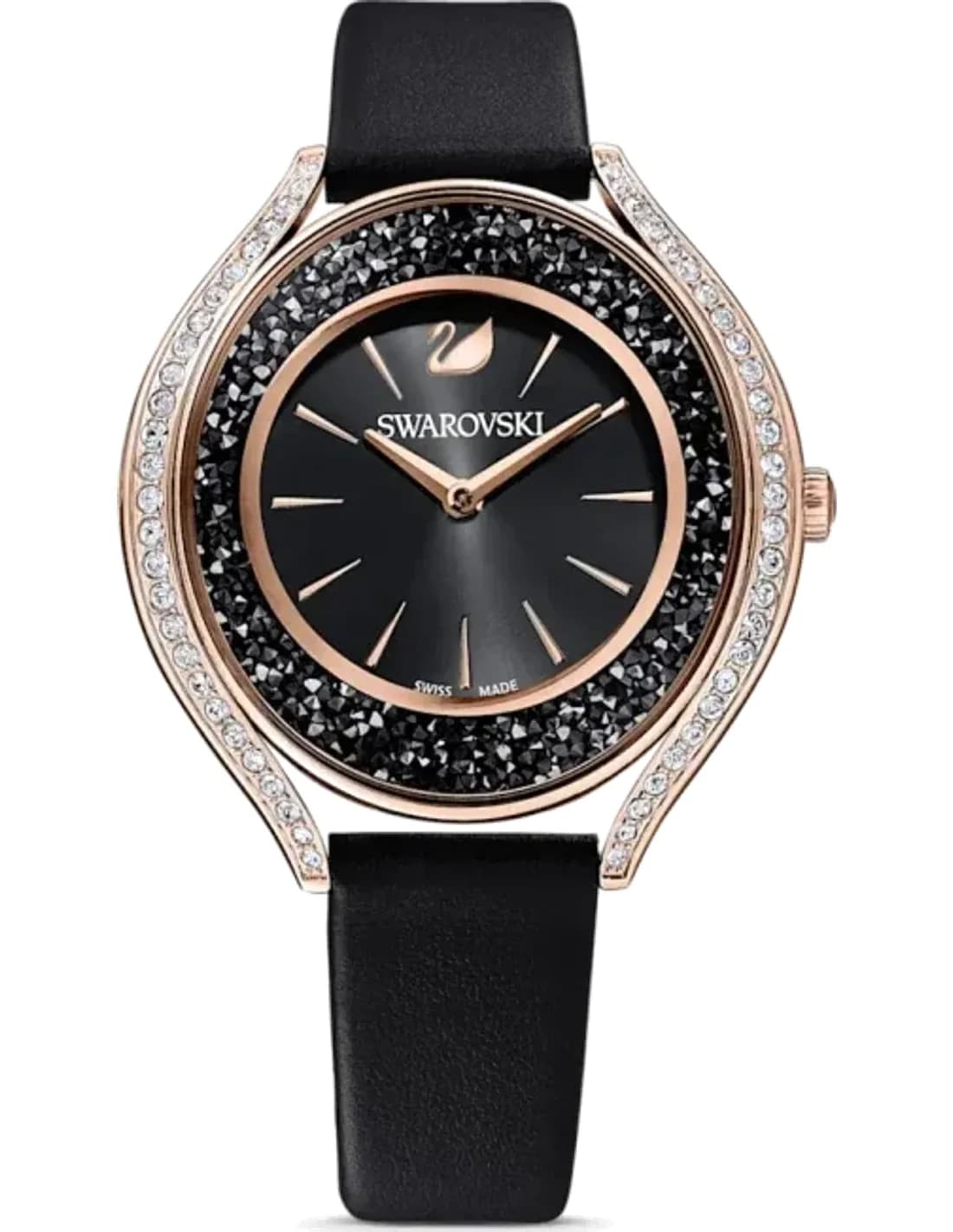 Women's Watch Swarovski 5558634 Crystalline Aura in Steel and Black Leather