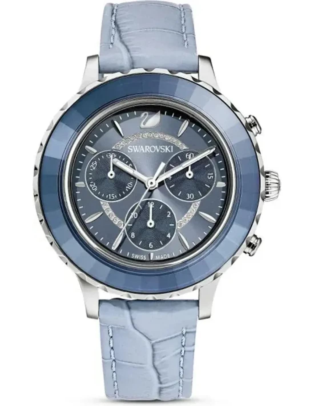 Swarovski Octea Lux 5580600 Chronograph Women's Watch Blue Leather Strap