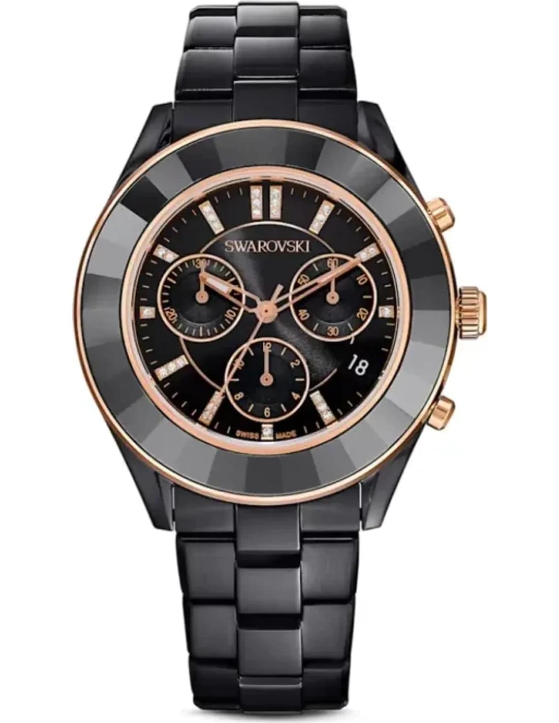 Swarovski Octea Lux Sport 5610472 chronometer black metal bracelet watch