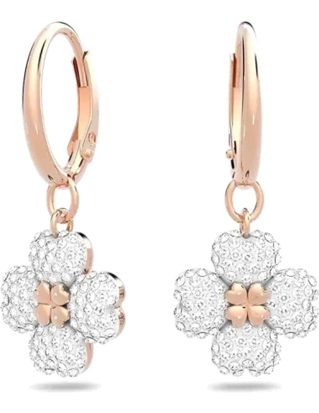Boucles d'oreilles Swarovski Latisha Flower 5636517 plaqué or rose cristaux blancs