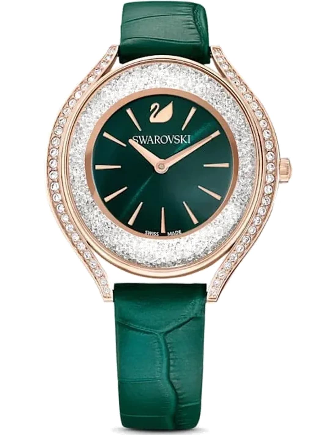 Swarovski 5644078 Watch with Green Leather Strap and Sparkling Crystals