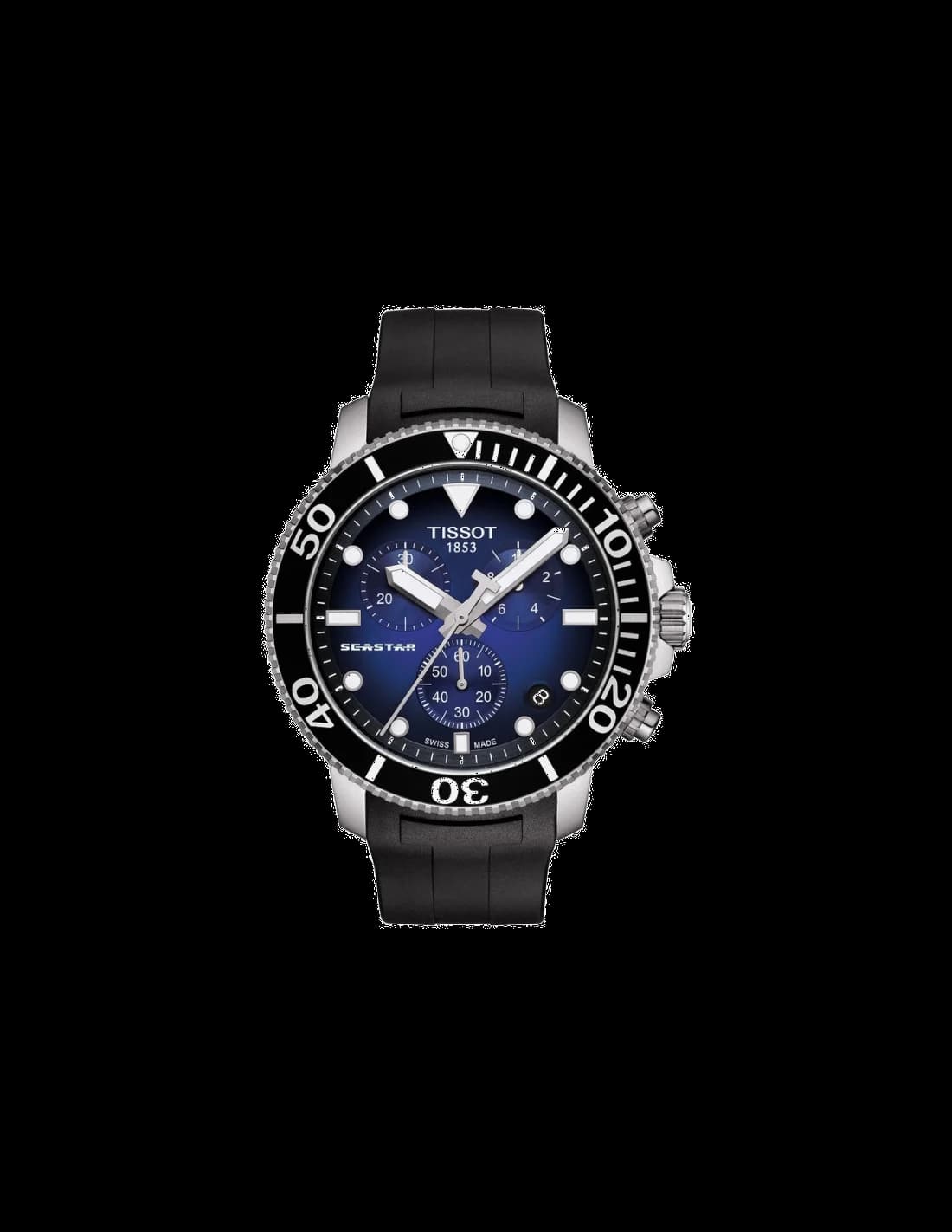 Tissot T1204171704100 Seastar 1000 Blue Chronograph Stainless Steel and Rubber Watch