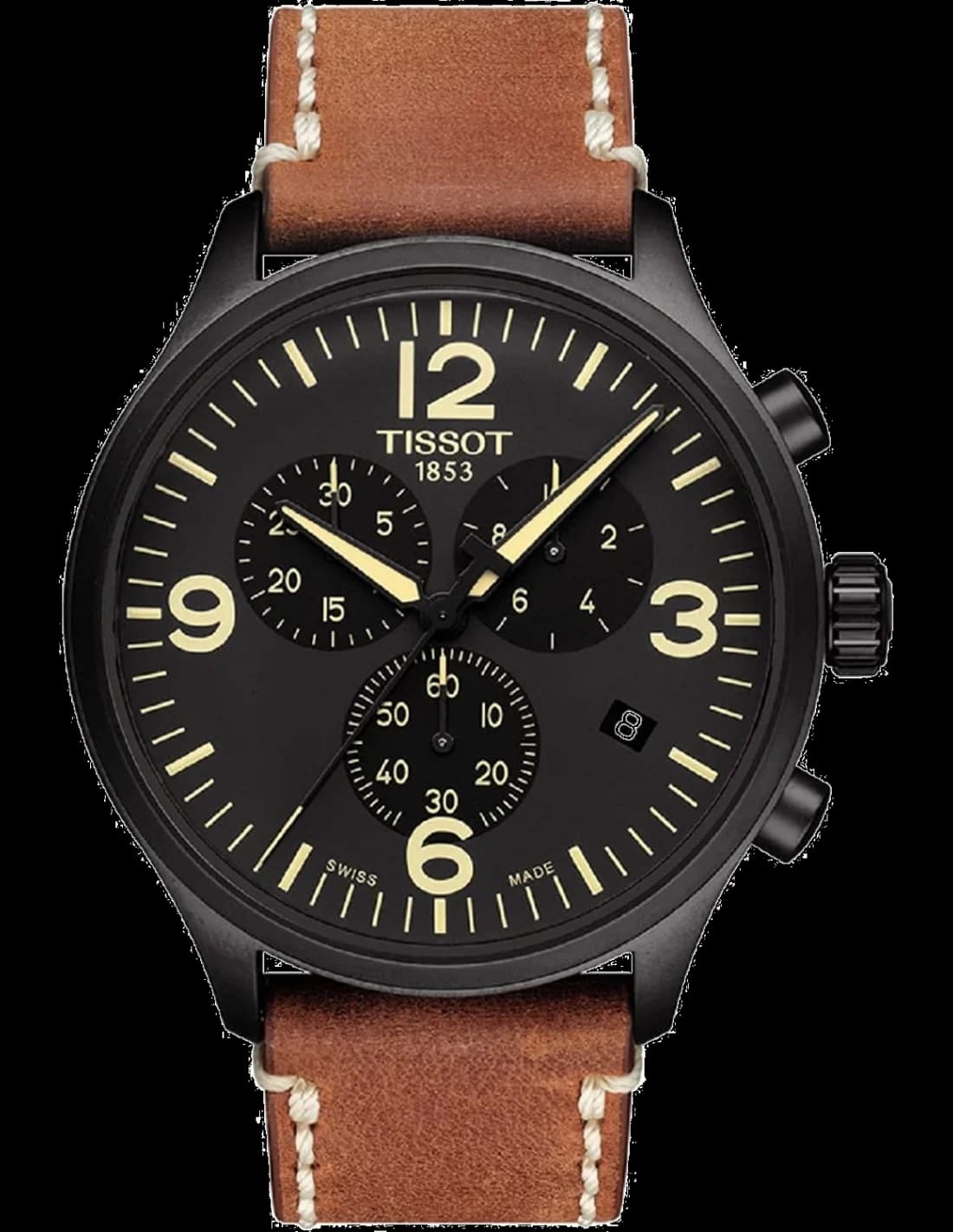 Tissot T1166173605700 Chronograph Quartz Black Case and Brown Leather Strap Watch