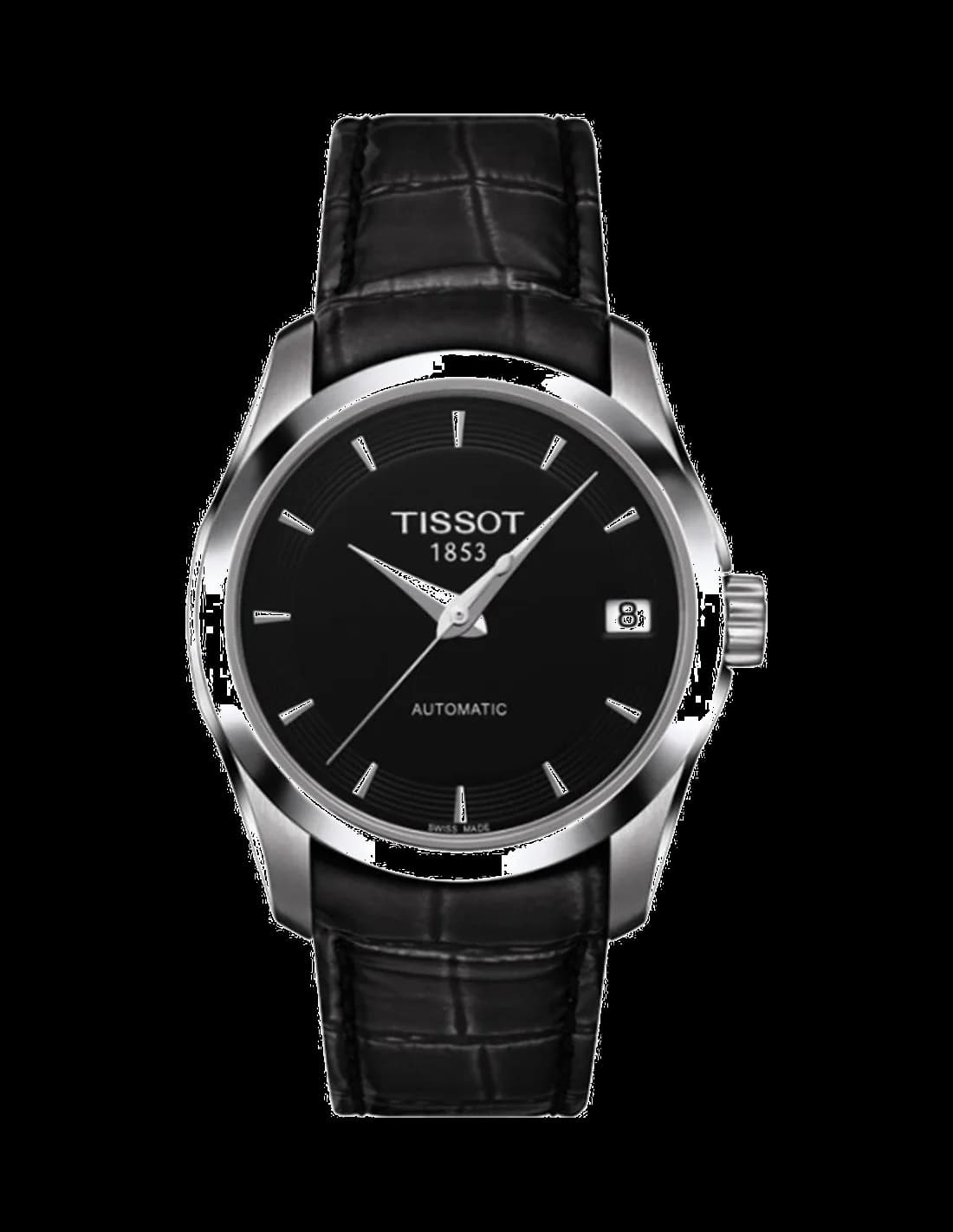 Montre Femme Tissot T0352071605100 Couturier Cadran Noir et Bracelet Cuir
