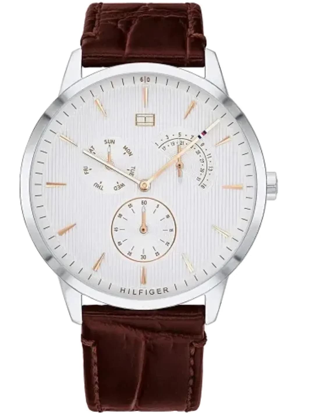Montre Tommy Hilfiger 1710389 Cadran Bleu et Bracelet en Cuir Marron