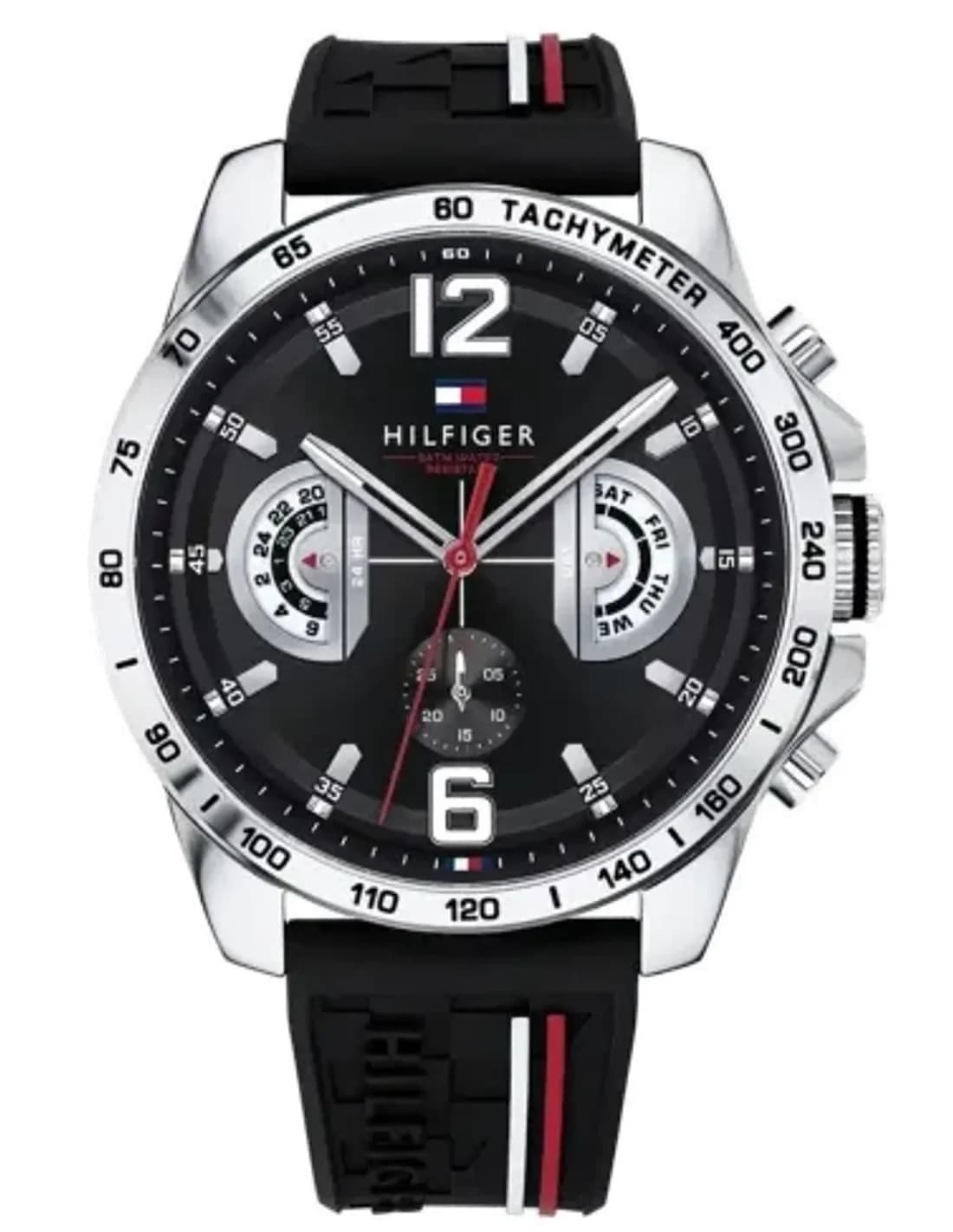 Montre Homme Tommy Hilfiger 1791473 Chronographe en Silicone Noir