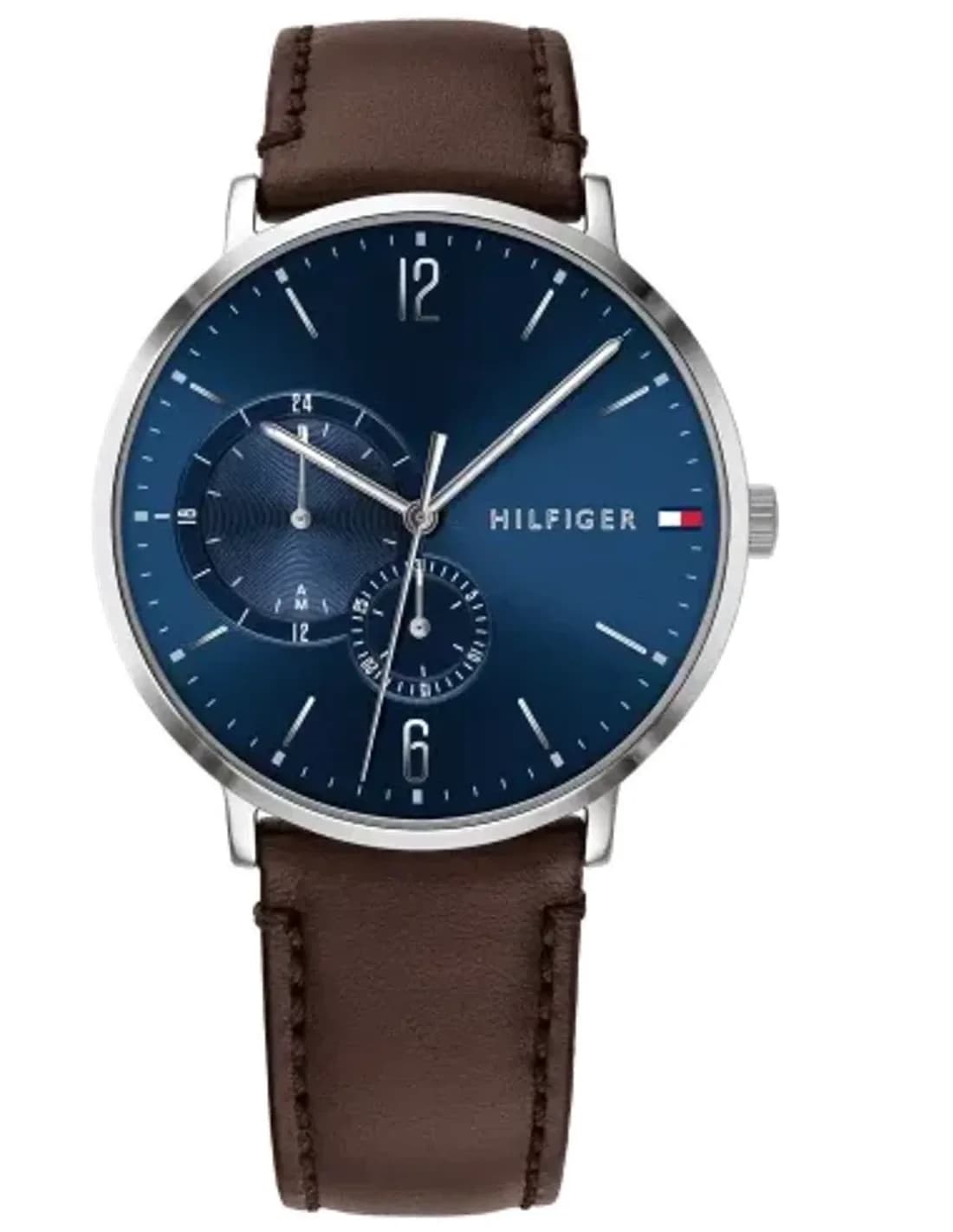 Montre Tommy Hilfiger 1791508 Boîtier Argenté et Bracelet Cuir Marron