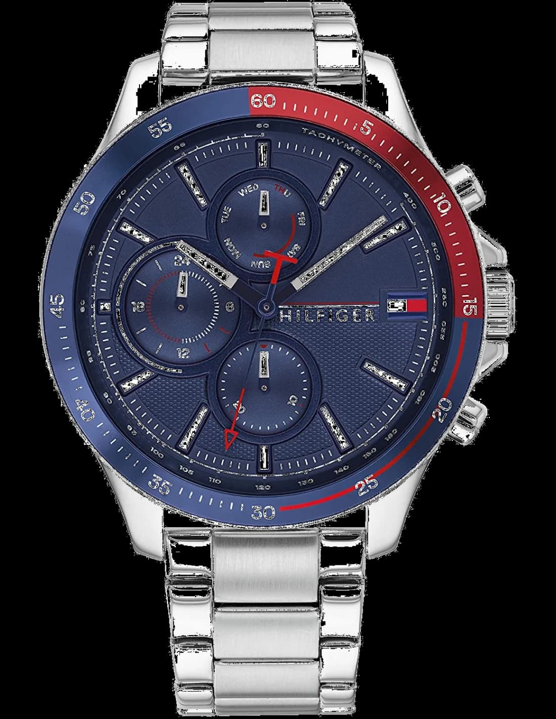 Montre Tommy Hilfiger 1791718 Chronographe Acier Bicolore Bleu et Rouge