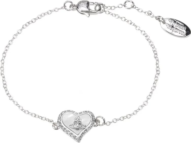 Bracelet Vivienne Westwood Petra bas relief nacre argenté en chaine souple