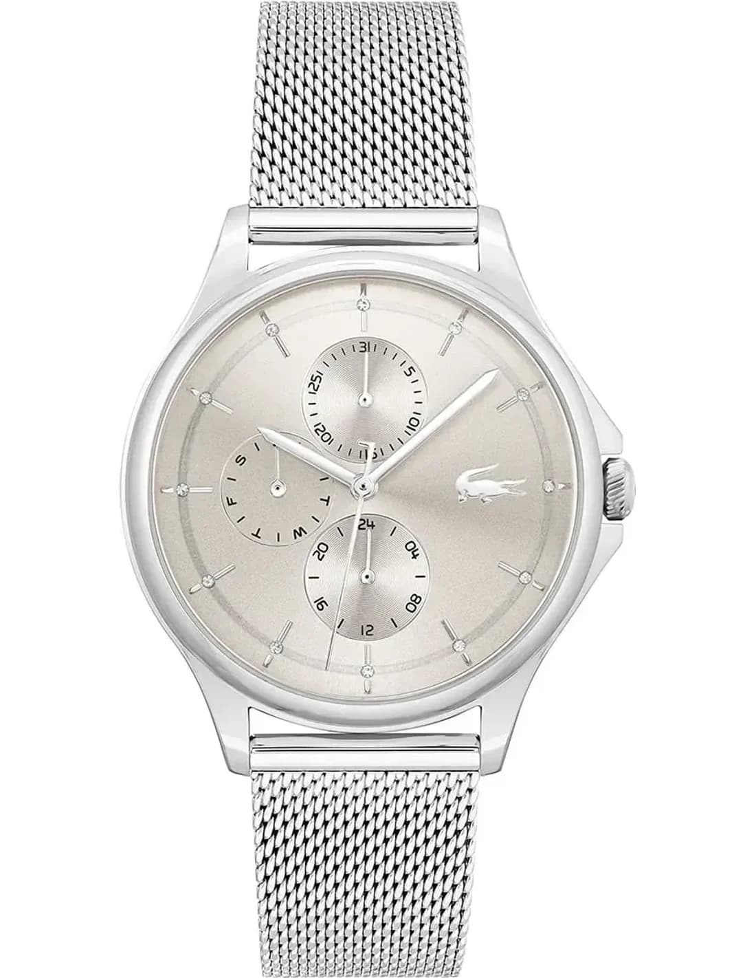 Lacoste 2001237 montre femme, cadran argenté, diamètre 27 mm, maille milanaise