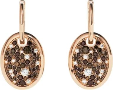 Boucles d'oreilles APM Monaco Festival ovales chocolat plaqués or rose 18 carats