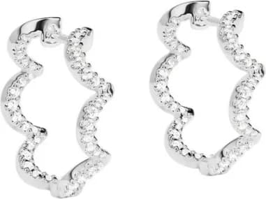 Boucles d'oreilles mini créoles APM Monaco Wavy up and down micropavés de cristaux