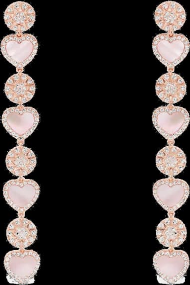 Boucles d'oreilles pendantes APM Monaco coeur nacre rose