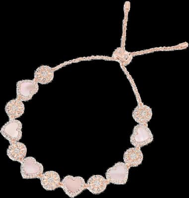 Bracelet ajustable APM Monaco en nacre rose motifs coeurs plaqué or rose 18k