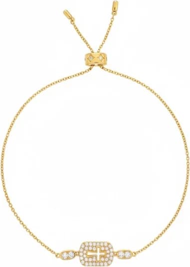 Bracelet APM Monaco ajustable médaille plaqué or croix et zirconiums