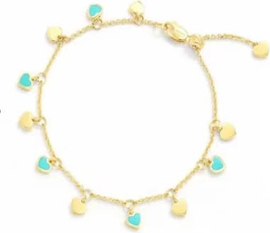 APM Monaco adjustable yellow gold plated bracelet with mini heart charms