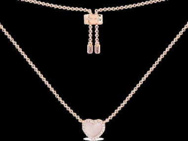 Collier ajustable APM Monaco coeur nacre rose incrusté de cristaux