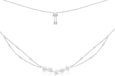 Collier ajustable APM Monaco Météorites double chaine en argent 925