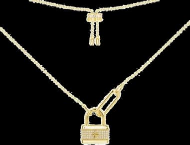 Collier APM Monaco ajustable cadenas incrusté de cristaux plaqué or jaune