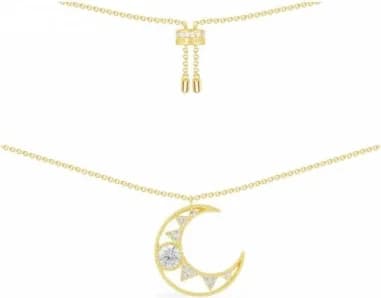 Collier APM Monaco ajustable lune incustée en métal plaqué or jaune