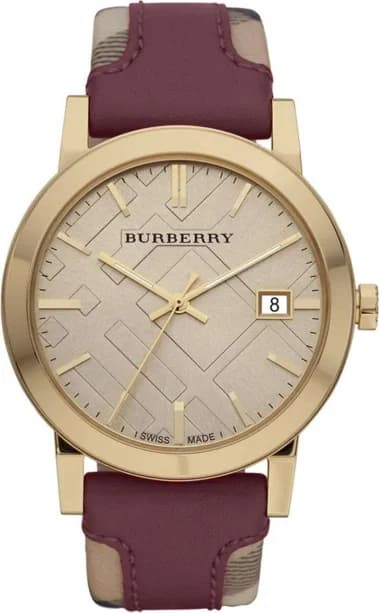 Women's Watch Burberry BU9017 Heritage Nova Check Leather Bordeaux